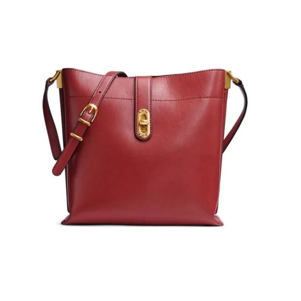 Donna Karan NY Bridgehampton leather triple compartment crossbody -CLARET/ RED